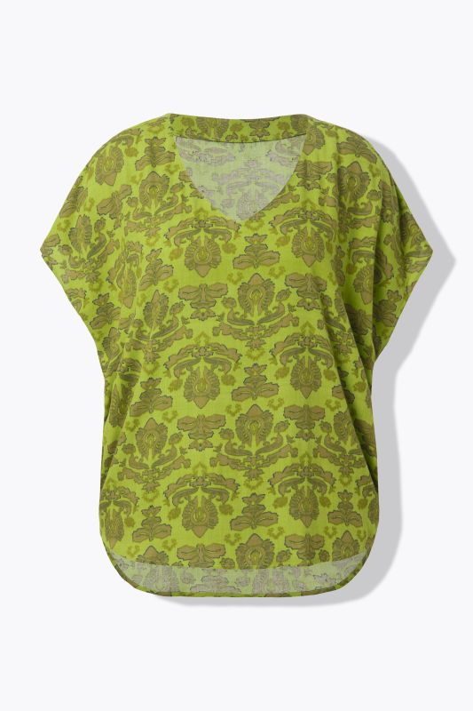 Ornate Print Cap Sleeve Blouse