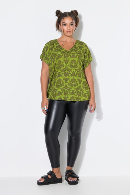Ornate Print Cap Sleeve Blouse