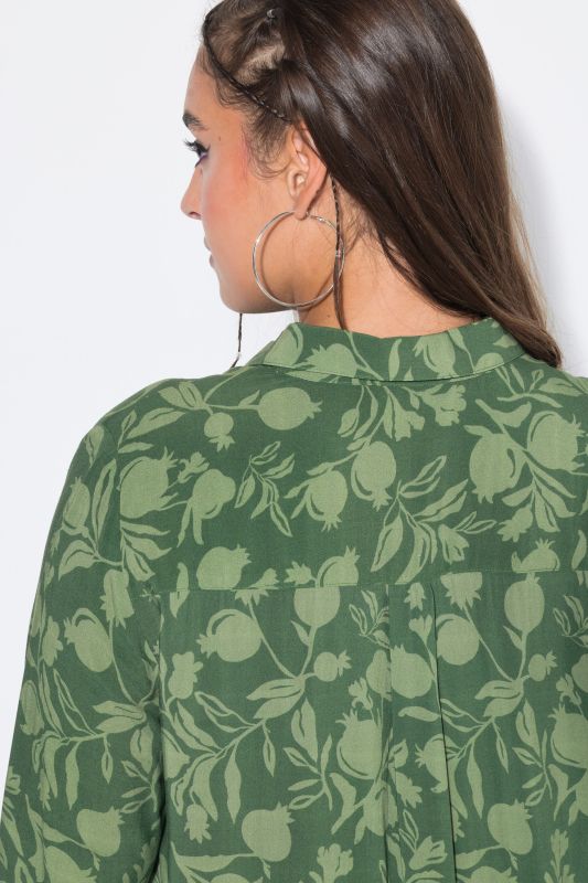 Pomegranate Print Long Sleeve Shirt Dress