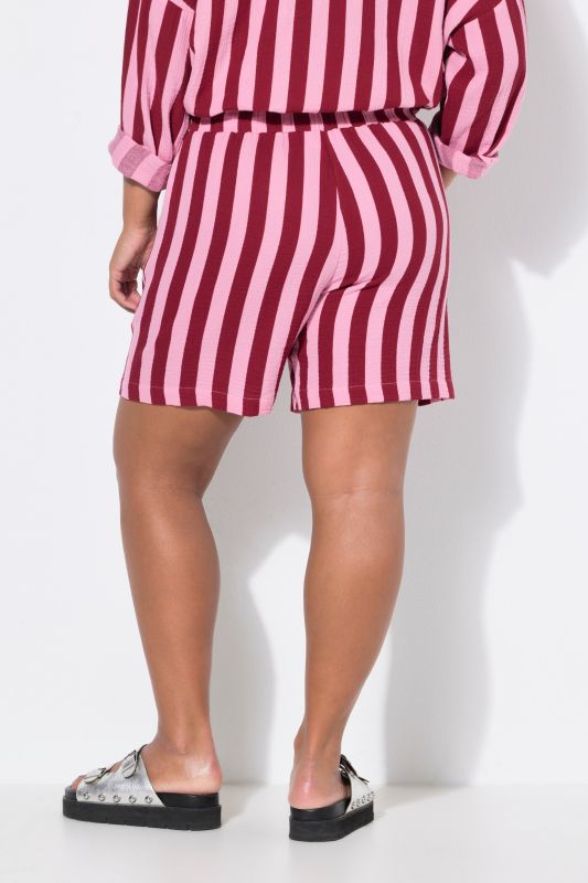 Striped Wide Leg Elastic Waist Muslin Shorts