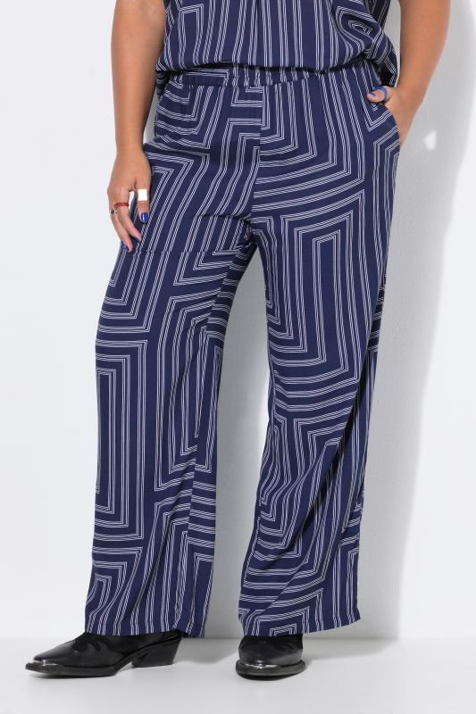Geometric Print Elastic Waist Palazzo Pants
