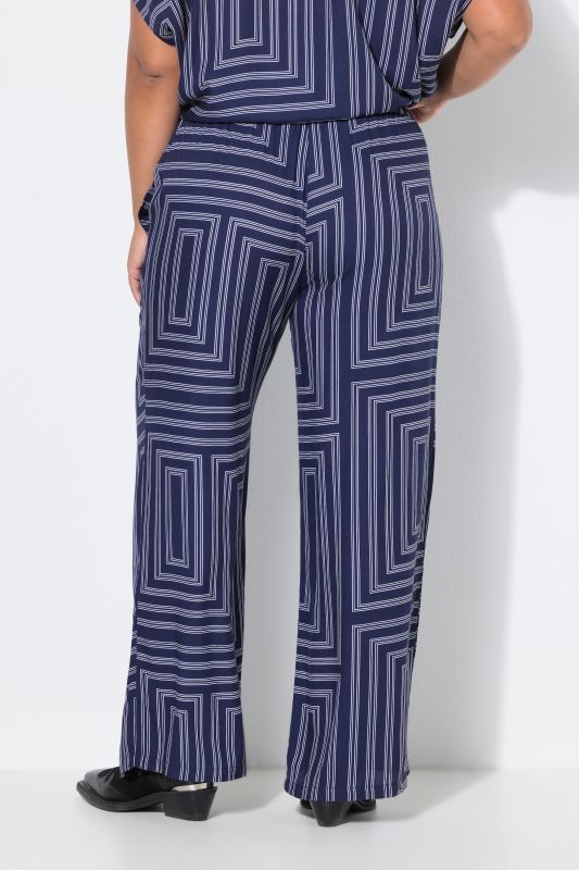 Geometric Print Elastic Waist Palazzo Pants