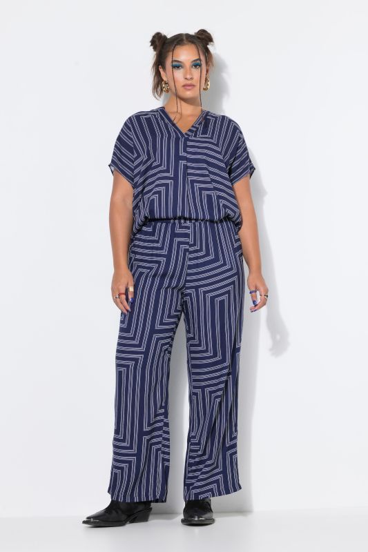Geometric Print Elastic Waist Palazzo Pants