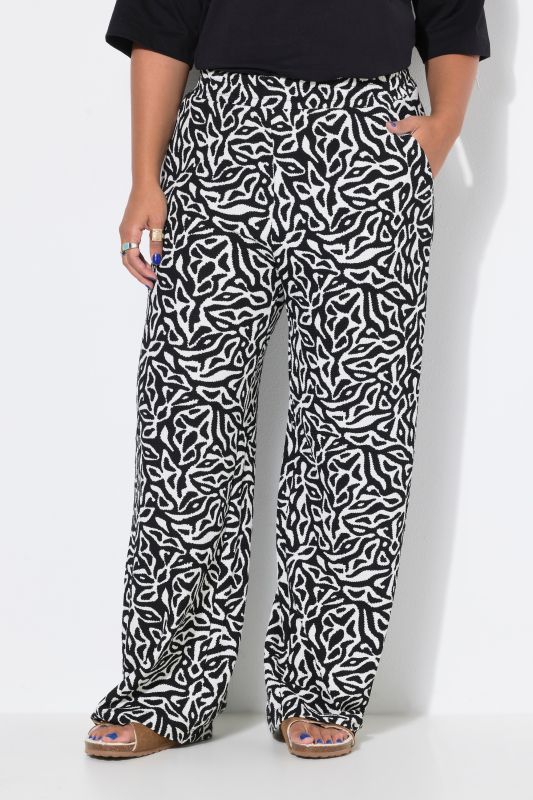 Allover Printed Wide Leg Elastic Waist Pants