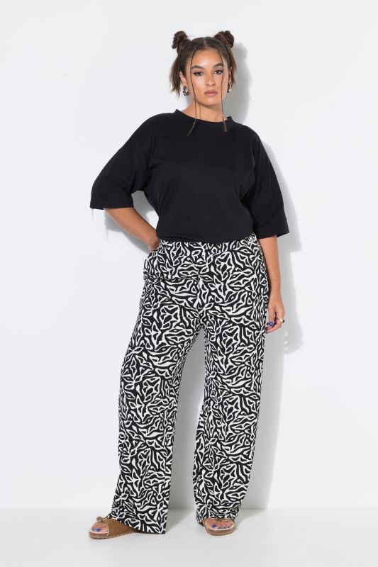 Allover Printed Wide Leg Elastic Waist Pants