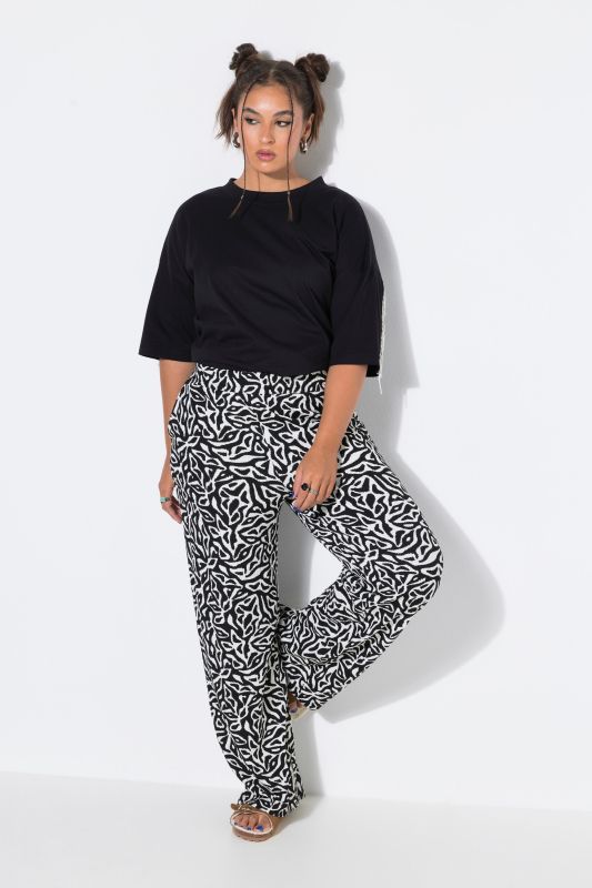 Allover Printed Wide Leg Elastic Waist Pants