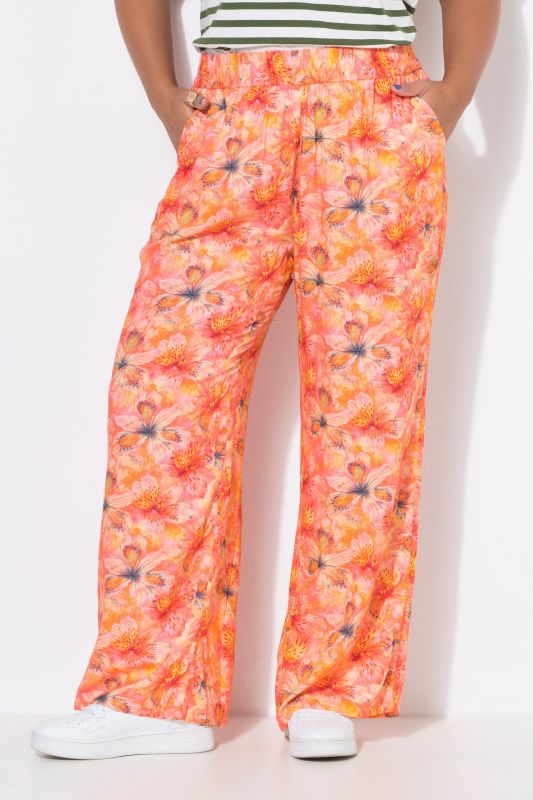 Sunset Floral Elastic Waist Palazzo Pants