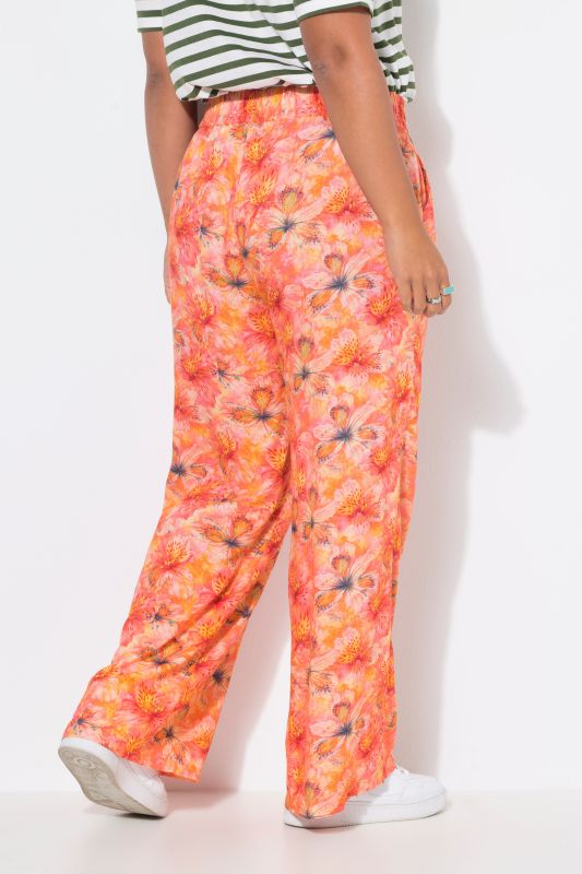 Sunset Floral Elastic Waist Palazzo Pants