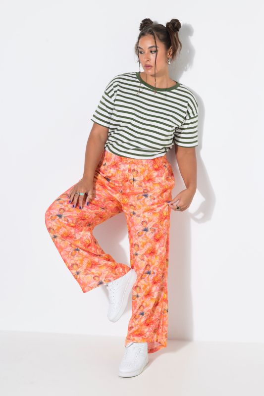 Sunset Floral Elastic Waist Palazzo Pants