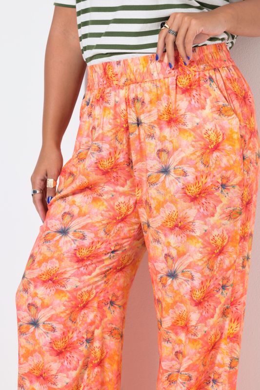 Sunset Floral Elastic Waist Palazzo Pants
