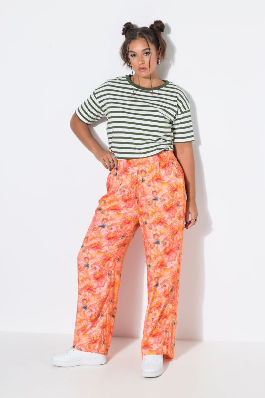 Sunset Floral Elastic Waist Palazzo Pants
