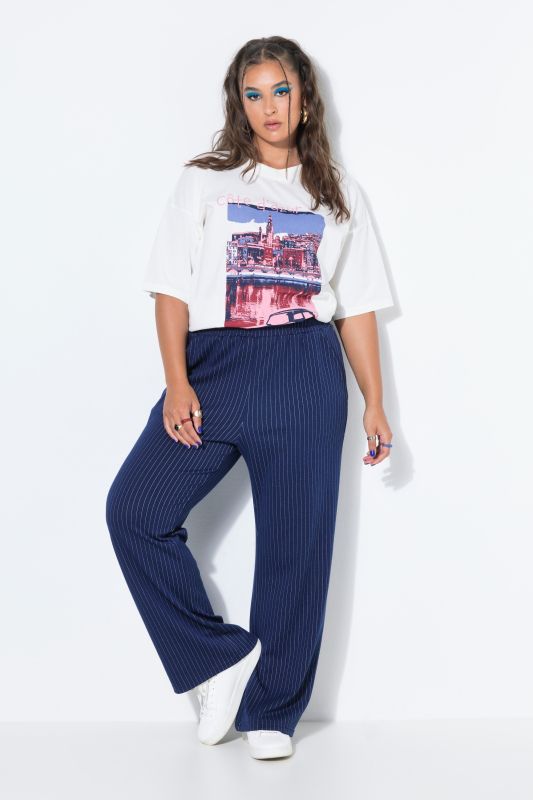 Pinstripe Elastic Waist Pants