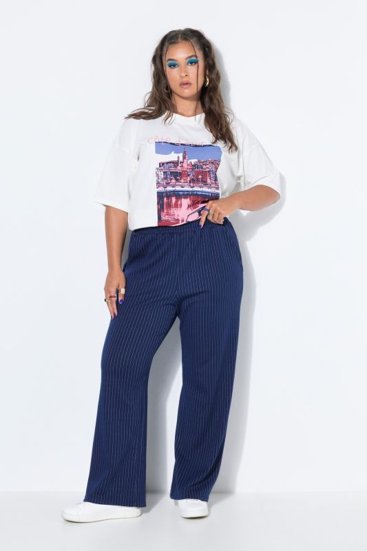 Pinstripe Elastic Waist Pants
