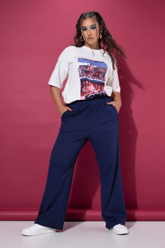 Pinstripe Elastic Waist Pants