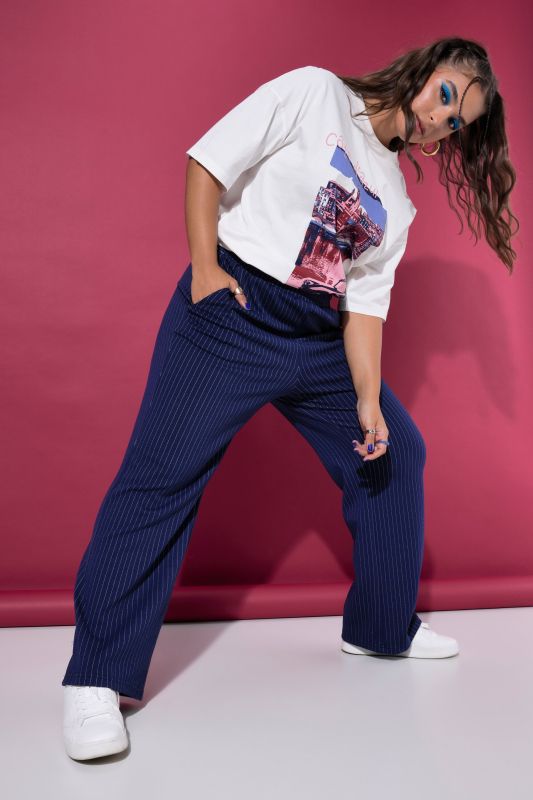 Pinstripe Elastic Waist Pants