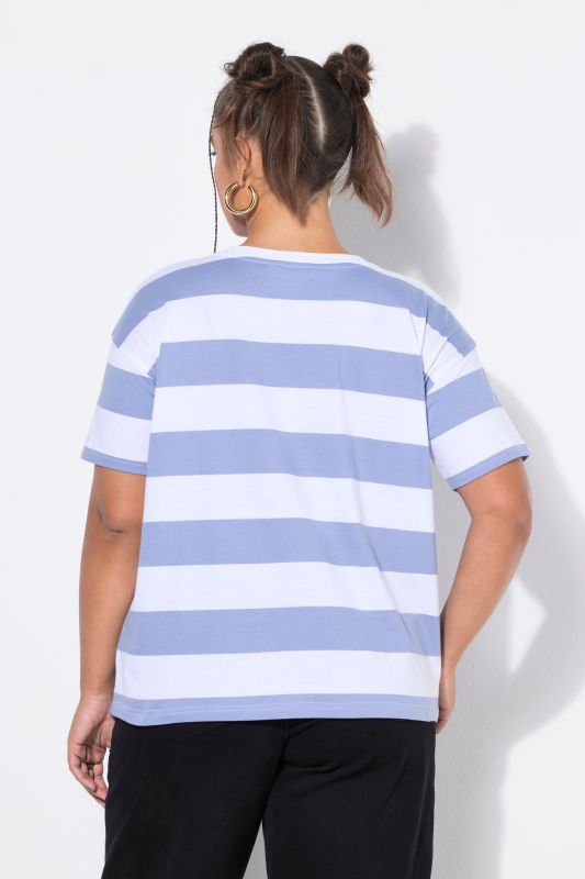 Graphic Lettering Short Sleeve Striped Tee