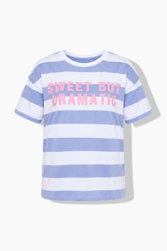 Graphic Lettering Short Sleeve Striped Tee