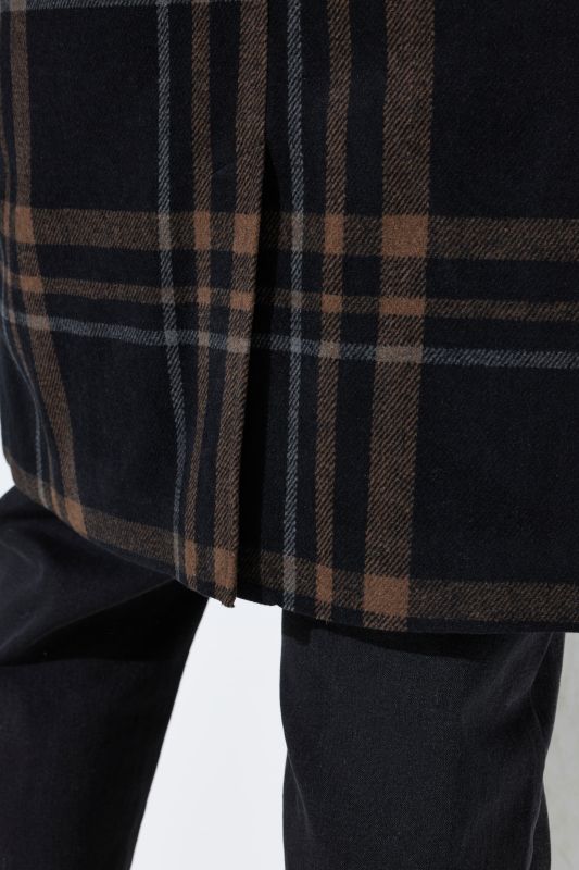 Plaid A-Line Toggle Close Wool-Look Coat