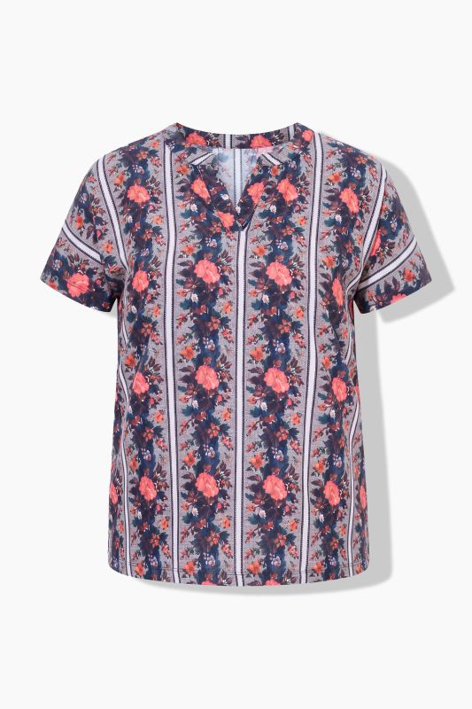 Tapestry Striped Short Sleeve Blouse