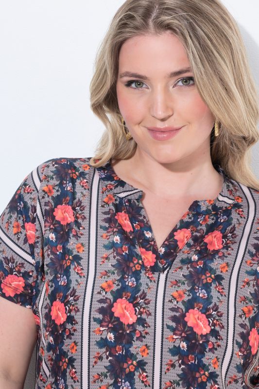 Tapestry Striped Short Sleeve Blouse