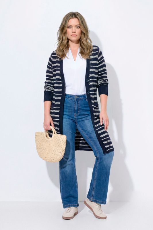 Eco Cotton Longline Mixed Stripe Cardigan