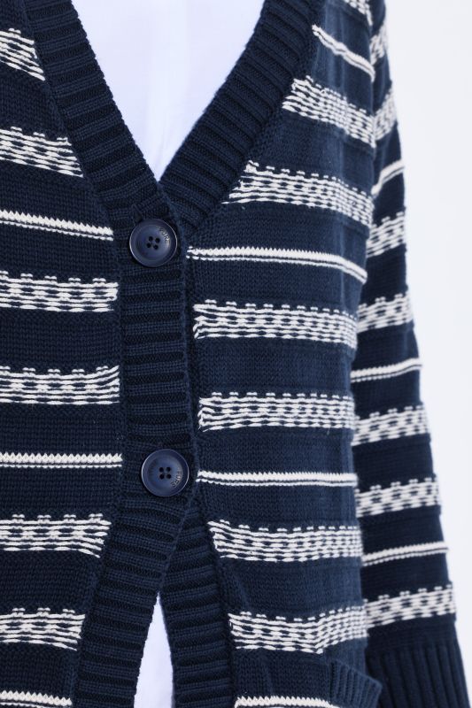 Eco Cotton Longline Mixed Stripe Cardigan