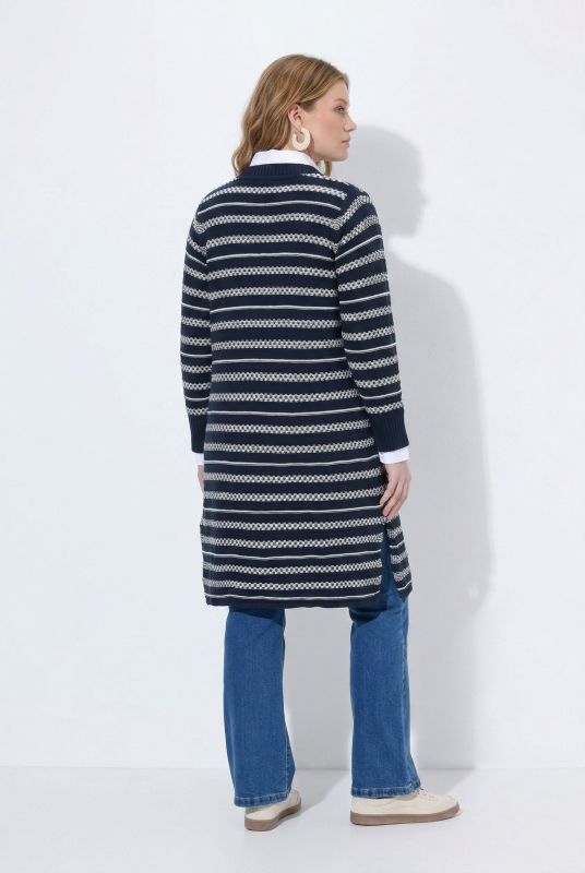 Eco Cotton Longline Mixed Stripe Cardigan