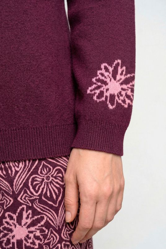 Floral Back Motif Long Sleeve Cardigan