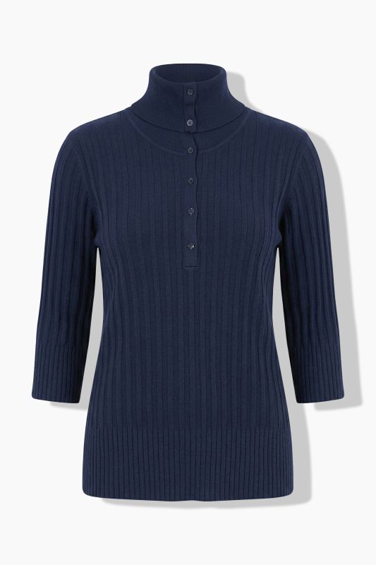 Eco Cotton 3/4 Sleeve Turtleneck Sweater
