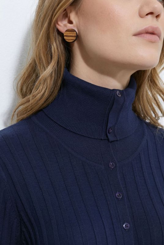 Eco Cotton 3/4 Sleeve Turtleneck Sweater