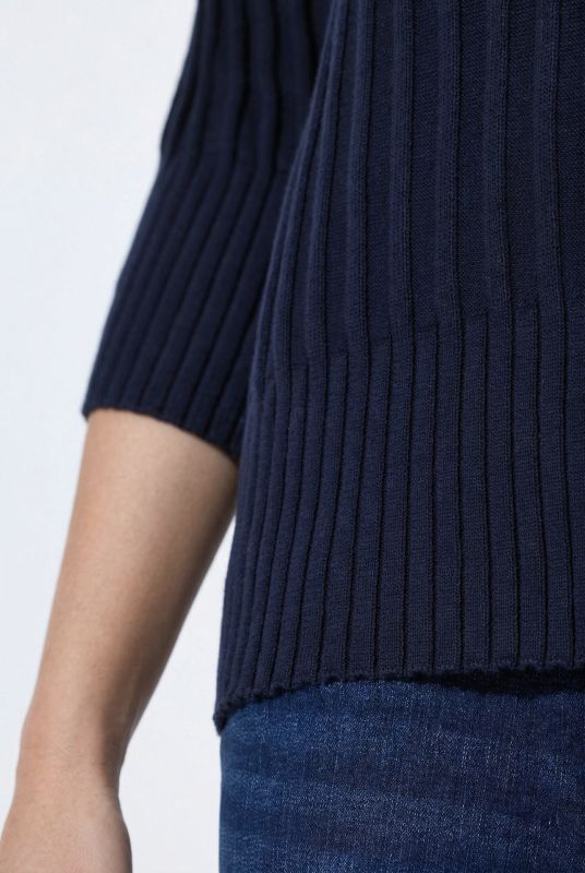 Eco Cotton 3/4 Sleeve Turtleneck Sweater
