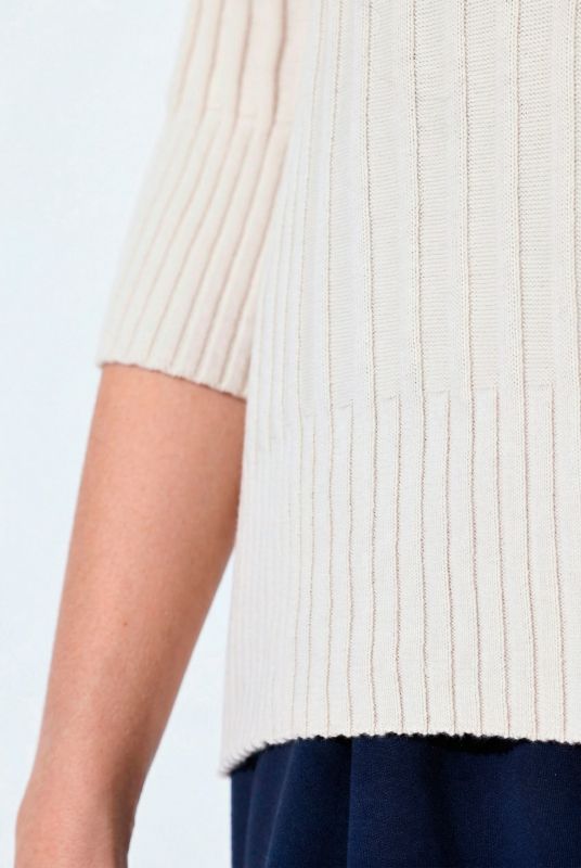 Eco Cotton 3/4 Sleeve Turtleneck Sweater