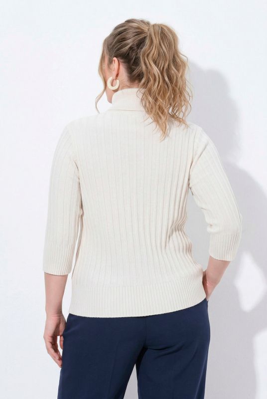 Eco Cotton 3/4 Sleeve Turtleneck Sweater