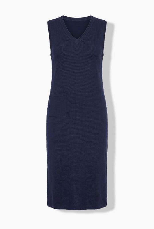 Eco Cotton Rolled Edge V-Neck Sweater Dress