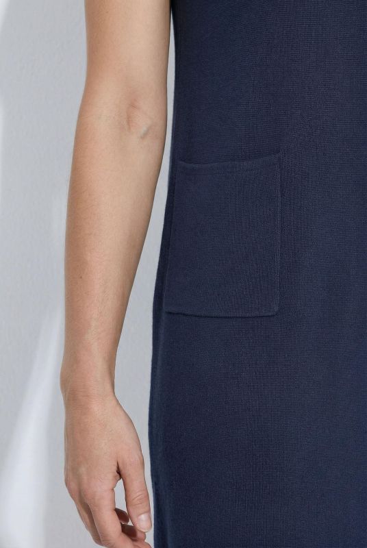 Eco Cotton Rolled Edge V-Neck Sweater Dress