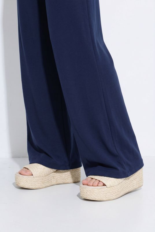 Ecovero Viscose Wide Leg Elastic Waist Pants