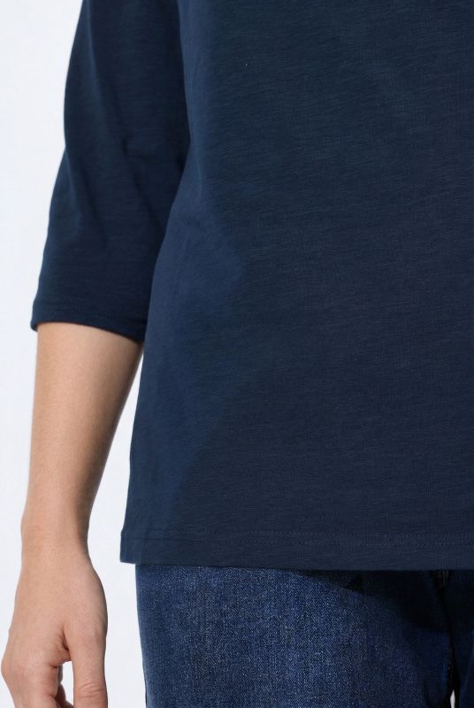 Eco Cotton Waterfall Neckline 3/4 Sleeve T-Shirt Blouse