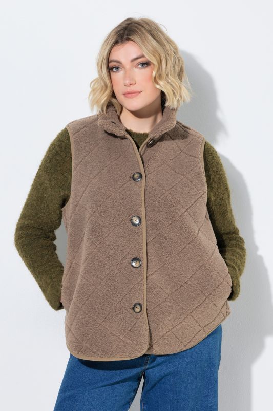 Teddy Fleece Diamond Pattern Vest