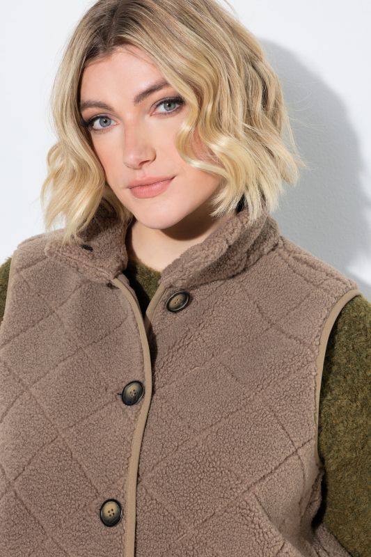 Teddy Fleece Diamond Pattern Vest