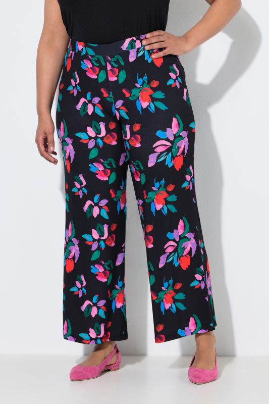 Matte Jersey Vibrant Floral Elastic Waist Pants