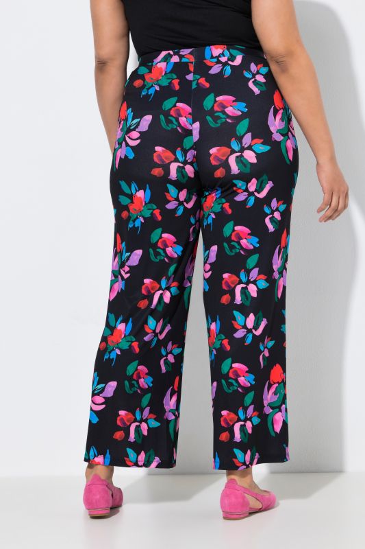 Matte Jersey Vibrant Floral Elastic Waist Pants