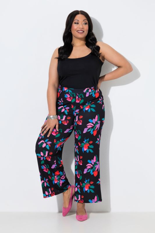 Matte Jersey Vibrant Floral Elastic Waist Pants