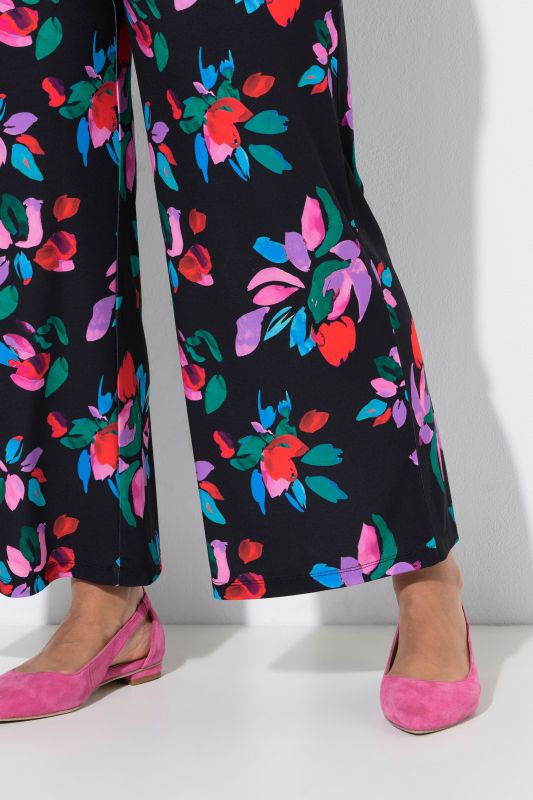 Matte Jersey Vibrant Floral Elastic Waist Pants