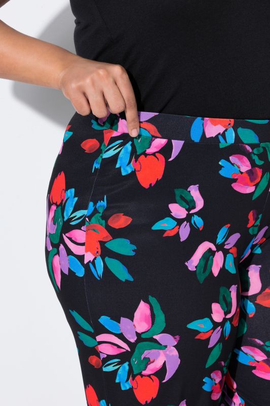 Matte Jersey Vibrant Floral Elastic Waist Pants