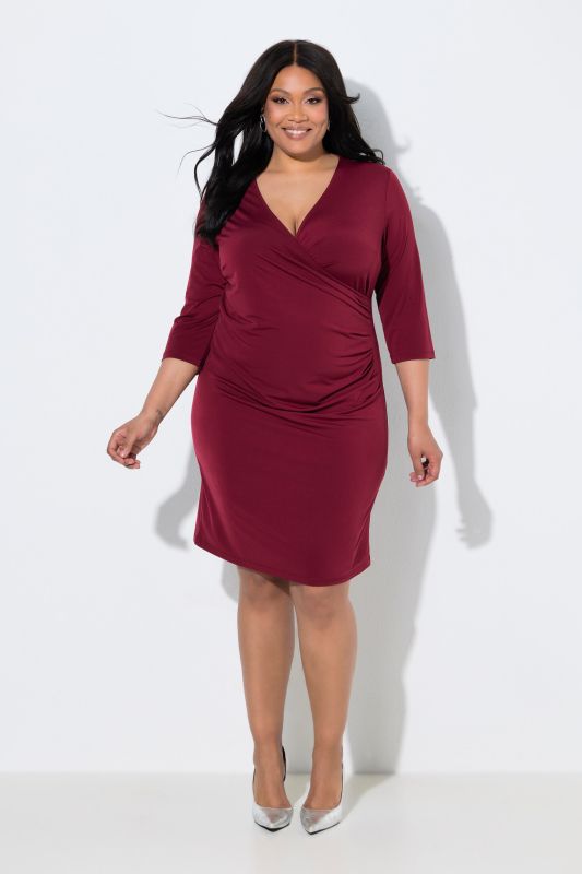 Wrap Look 3/4 Sleeve Jersey Dress