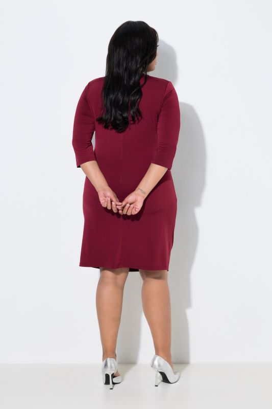 Wrap Look 3/4 Sleeve Jersey Dress