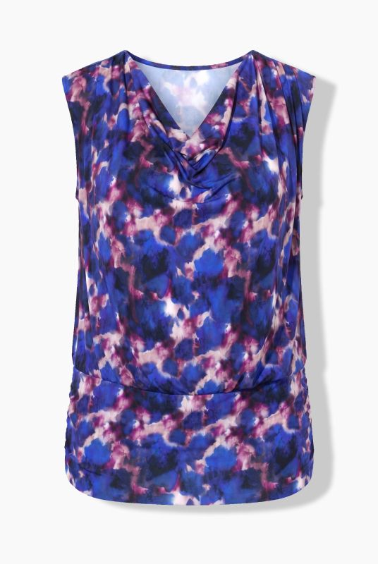 Matte Jersey Watercolor Draped Tank Top