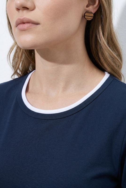 Eco Cotton Two-Tone 3/4 Sleeve Layered Look Tee