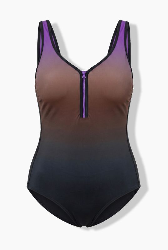 Zip Front One Piece Swimsuit