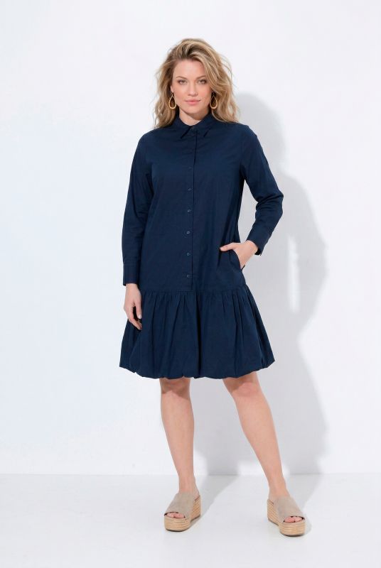 Eco Cotton Long Sleeve Balloon Hem Dress